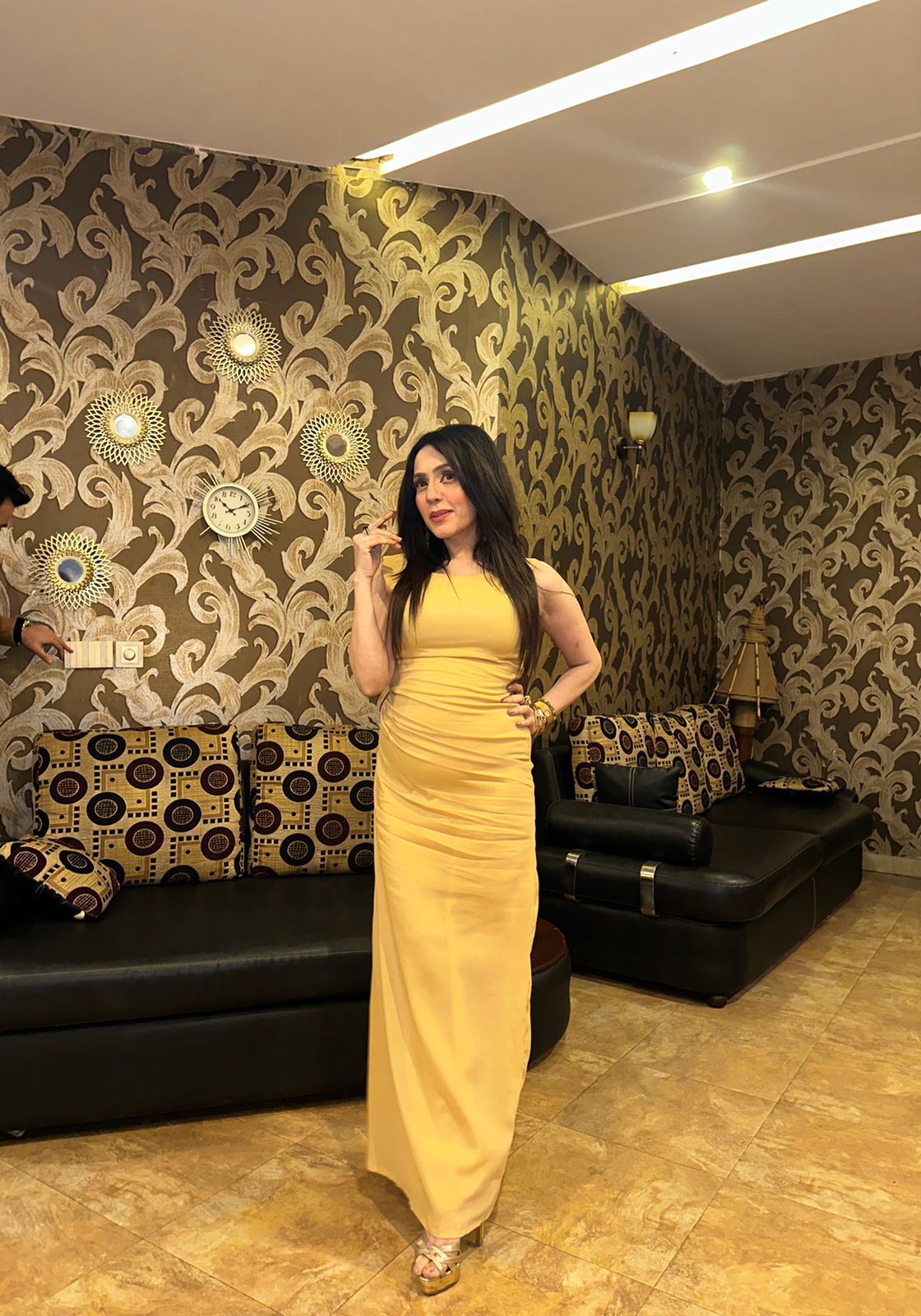 Triple Pleats Long Dress