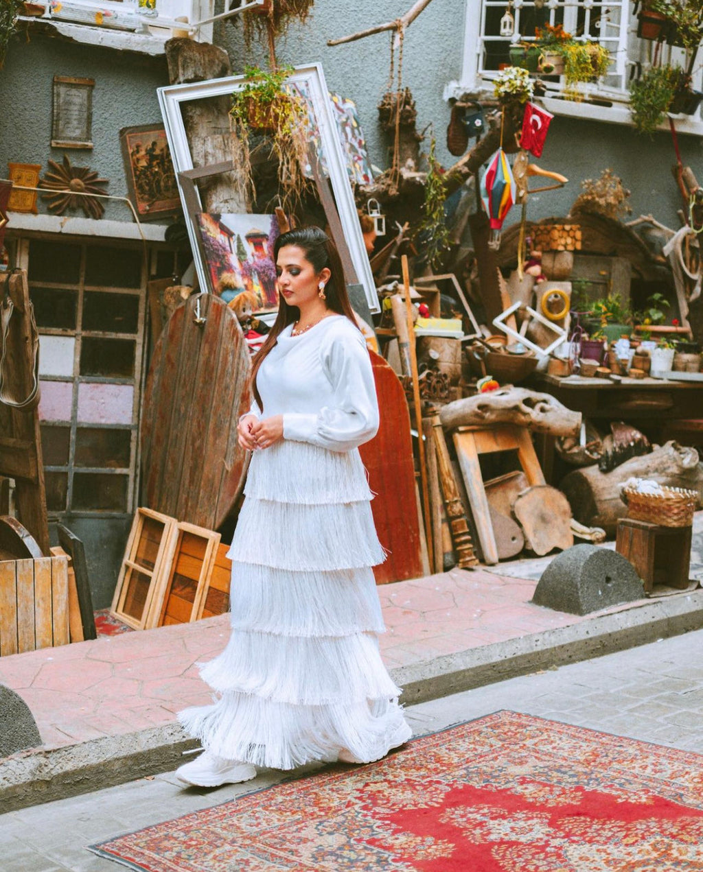 Cowl Neck Fringe Dress