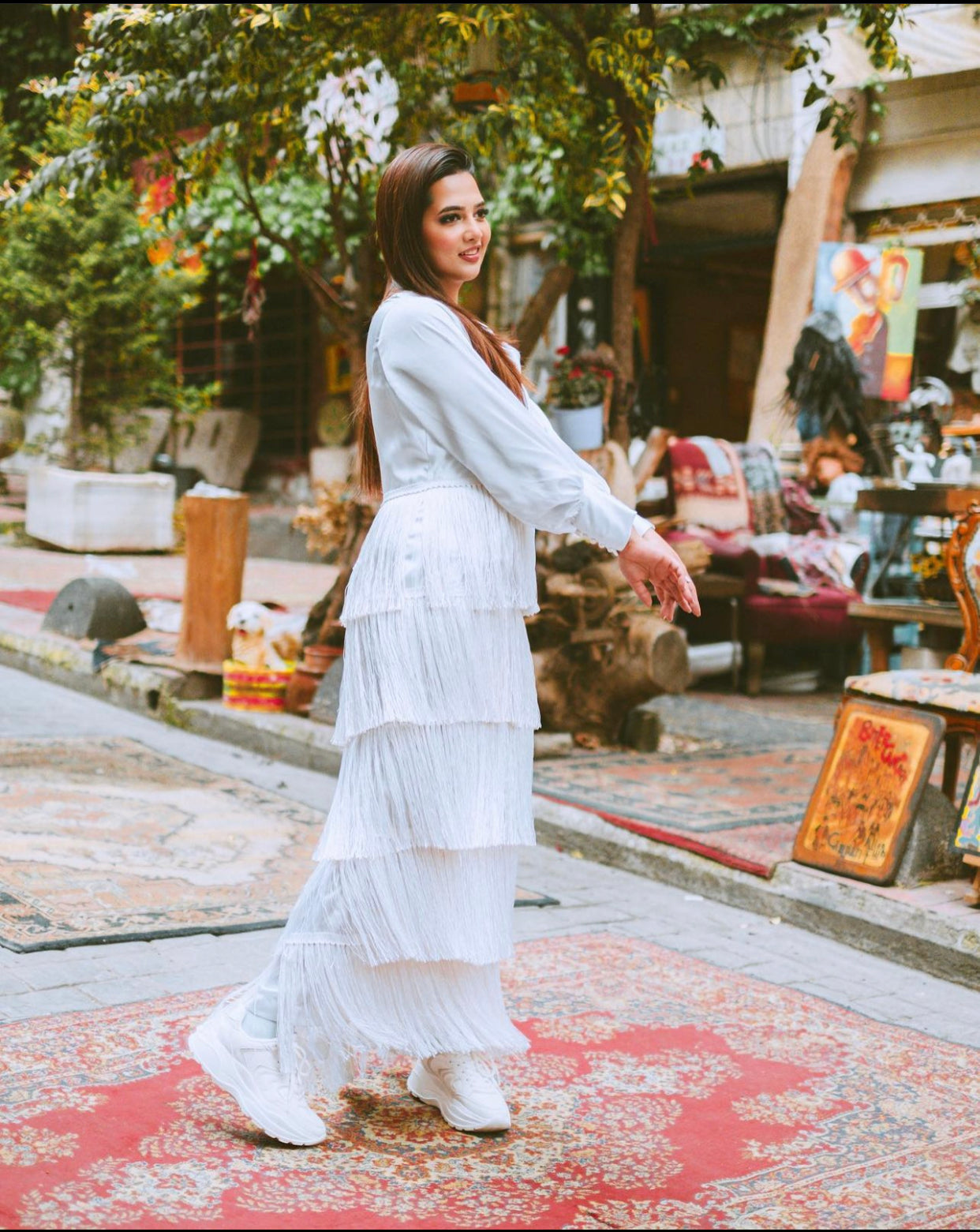 Cowl Neck Fringe Dress