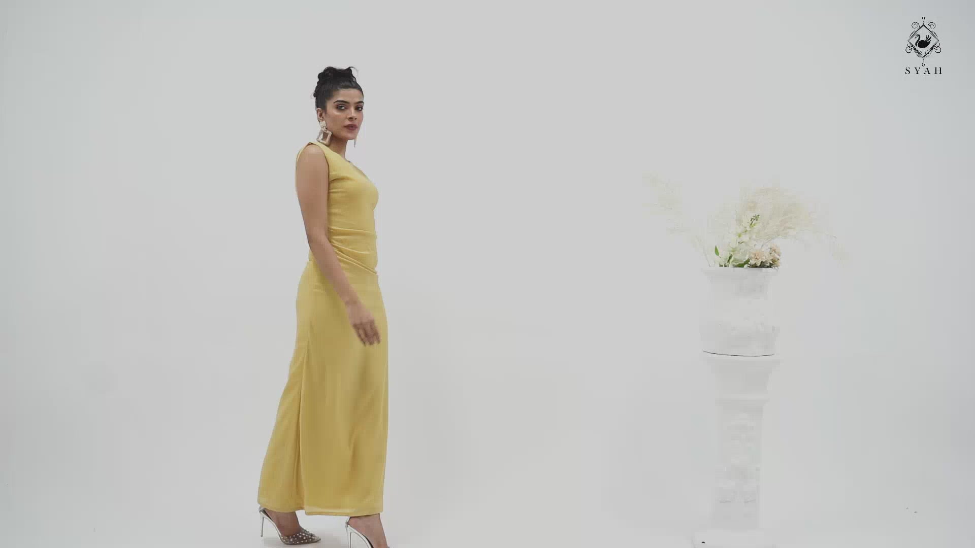 Triple Pleats Long Dress